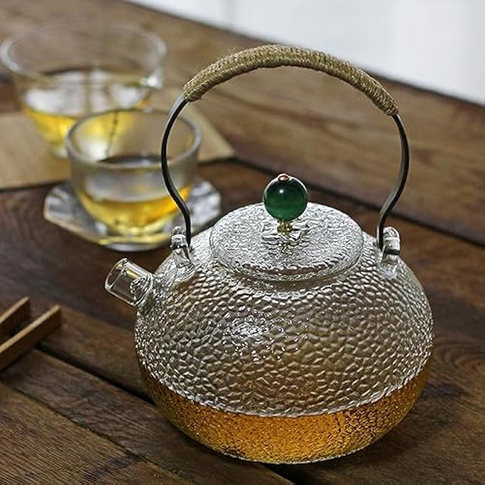 ريحني إبريق شاي زجاجي مقاوم للحرارة سعة 700 مل مع فلتر قابل للإزالة، آمن للاستخدام على الموقد، مع مقبض مضاد للحروق، غلاية شاي - Image 4