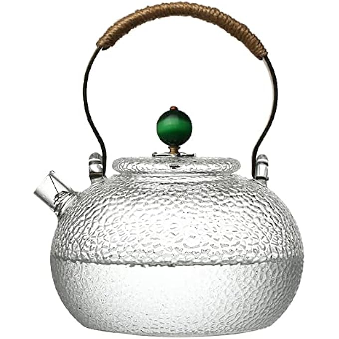 ريحني إبريق شاي زجاجي مقاوم للحرارة سعة 700 مل مع فلتر قابل للإزالة، آمن للاستخدام على الموقد، مع مقبض مضاد للحروق، غلاية شاي - Image 1