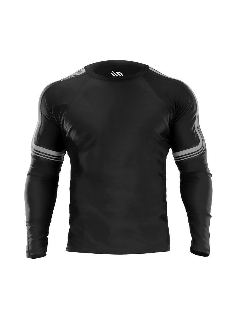 Sanabul Core Long Sleeve Jiu Jitsu Rash Guard MMA BJJ Wrestling Shirt Grappling GUN METAL SMALL - Image 1
