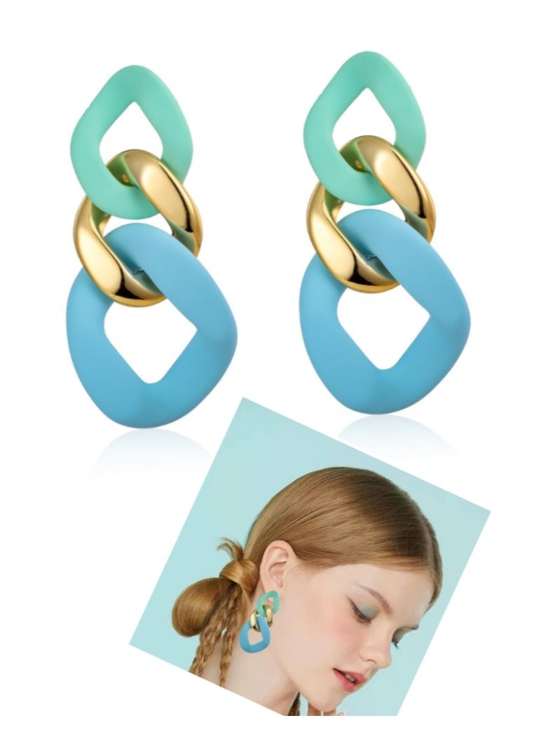 OASIS-TH Charm Elegant Hollow Color Chain Acrylic Geometric Temperament Dangle Drop Earrings Bohemian Minimalist Hypoallergenic Jewelry Gift - Image 1