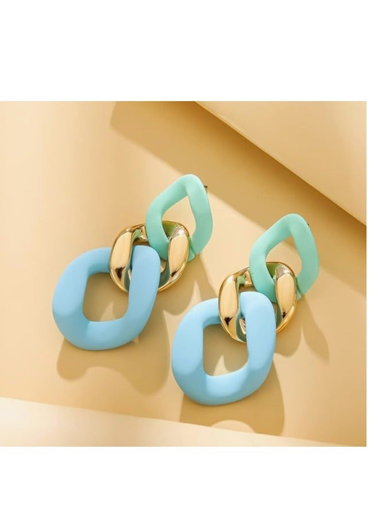 OASIS-TH Charm Elegant Hollow Color Chain Acrylic Geometric Temperament Dangle Drop Earrings Bohemian Minimalist Hypoallergenic Jewelry Gift - Image 4