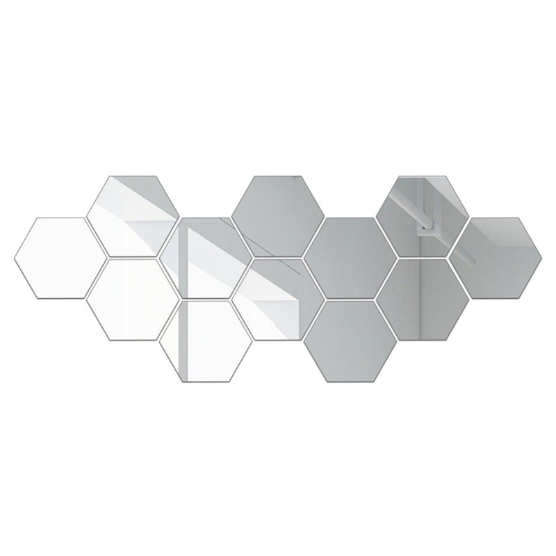 Flexible Reflective Hexagon Mirror Sheets: 1mm Thickness, Protective Film Cover, Self-Adhesive Mirror Tiles - Peel And Stick Design, Non-Glass Mirror Sticker For Home Living Room Bathroom Countertop - Image 1