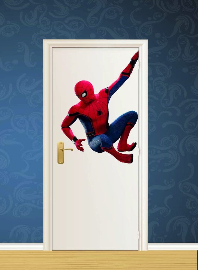 Decals Creation Door Wall Sticker (Multicolor, Size - 66 Cm X 41 Cm) Flying Spiderman Side Door Wall Stickers for Living Room, Office Wall Sticker - Image 5