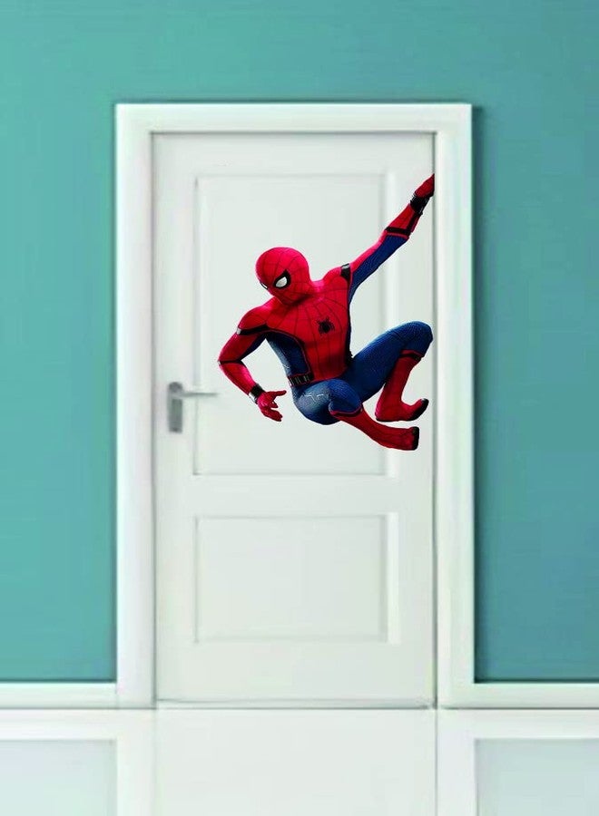 Decals Creation Door Wall Sticker (Multicolor, Size - 66 Cm X 41 Cm) Flying Spiderman Side Door Wall Stickers for Living Room, Office Wall Sticker - Image 2