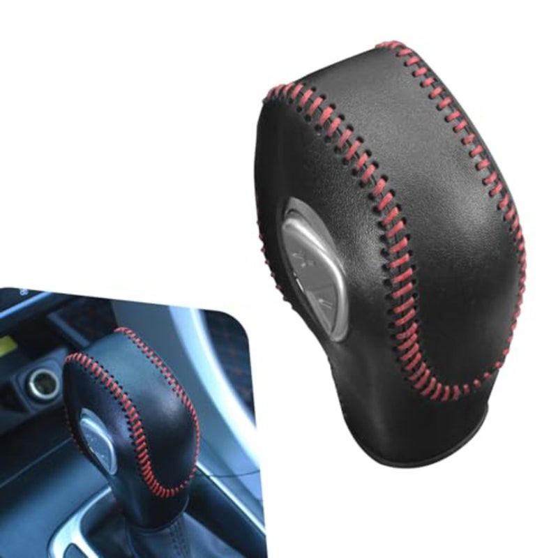 Car Gear Shift Knob Cover, Non-slip Leather Shifter Protector, Scratch-resistant Shift Knob Protective Case, Compatible with Ford Mondeo Escape Focus Red - Image 1