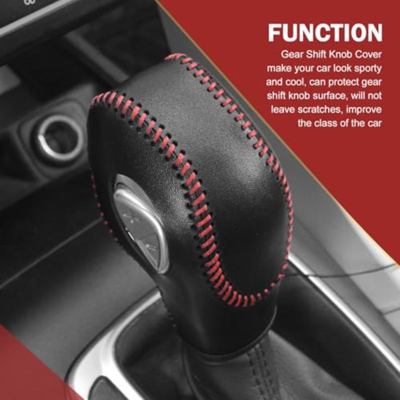 Car Gear Shift Knob Cover, Non-slip Leather Shifter Protector, Scratch-resistant Shift Knob Protective Case, Compatible with Ford Mondeo Escape Focus Red - Image 4