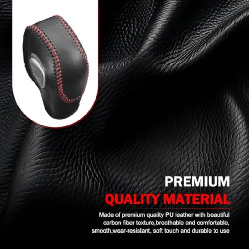 Car Gear Shift Knob Cover, Non-slip Leather Shifter Protector, Scratch-resistant Shift Knob Protective Case, Compatible with Ford Mondeo Escape Focus Red - Image 2