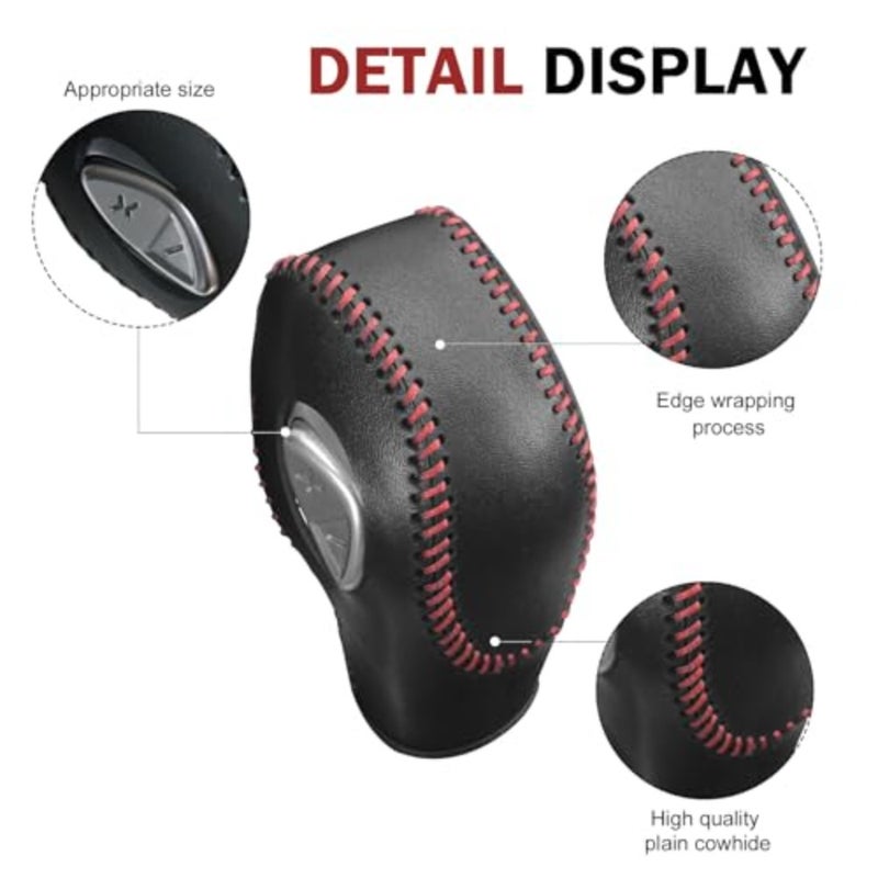 Car Gear Shift Knob Cover, Non-slip Leather Shifter Protector, Scratch-resistant Shift Knob Protective Case, Compatible with Ford Mondeo Escape Focus Red - Image 3