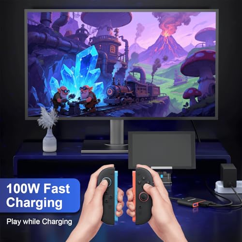 Gamorek Switch 2 Dock, Portable TV Dock for Switch 2 Dock, Support 8K@60Hz, 4K@60Hz HDR,UBS-A, 100W PD Fast Charging for Switch 2/ Switch/Switch OLED - Image 3