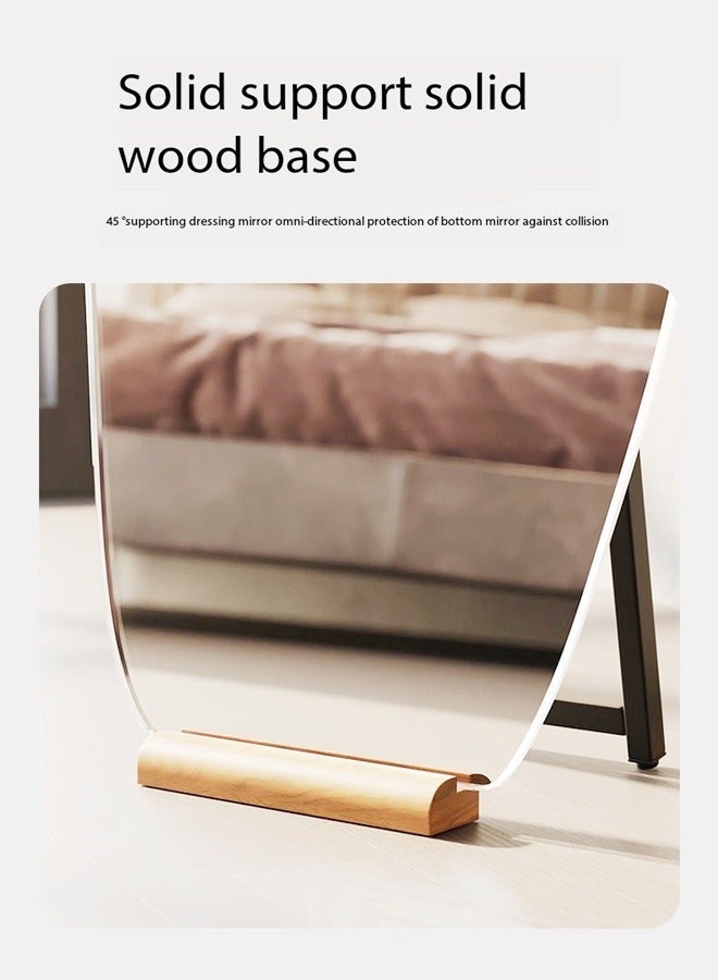 C&C Home Modern Scandinavian Design Full Length Mirror Standing Hanging or Leaning Against Wall Large Bedroom Floor Mirror Dressing Mirror Wall-Mounted Mirror Wood Frame Wavy Mirror Round Corner 50x160 cm - Image 4