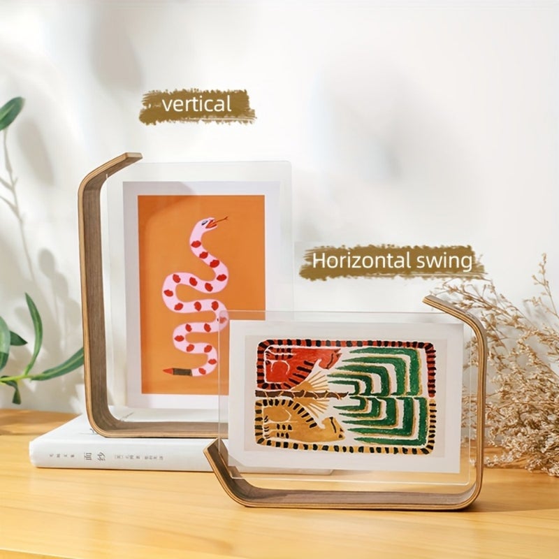 Acrylic Wooden Photo Frame, 2Pcs Rustic Wooden Frames With HD Glass, Double-sided Frame For Tabletop Display, Calendar DIY Frame, Photo Frames For Wedding Party Decor, Herbarium Display Frame - Image 4