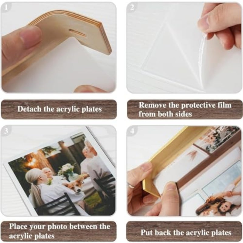 Acrylic Wooden Photo Frame, 2Pcs Rustic Wooden Frames With HD Glass, Double-sided Frame For Tabletop Display, Calendar DIY Frame, Photo Frames For Wedding Party Decor, Herbarium Display Frame - Image 3