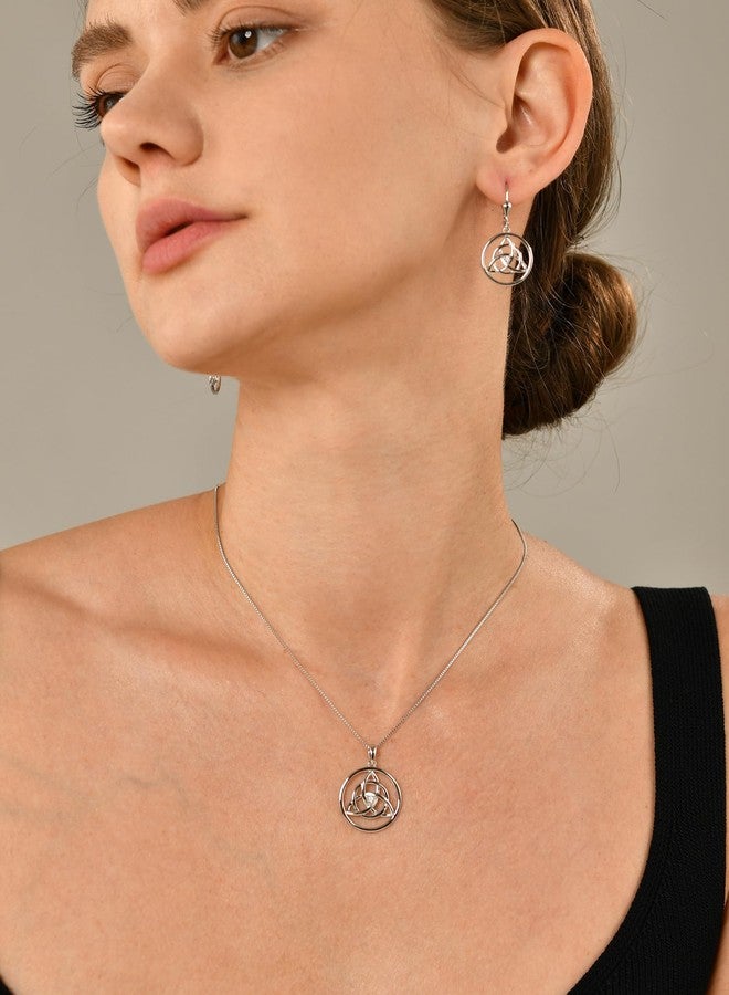 YL 925 Sterling Silver Celtic Knot Earrings Trinity Leverback Earrings Cubic Zirconia Dangle Drop Jewelry for Women - Image 3