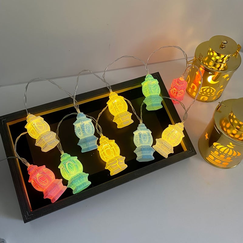 Ramadan Decorative Lanterns String Lights 59 06 Inch 10 Lights 2 AA Battery Box Moon Castle Star Shaped Decor - Image 1