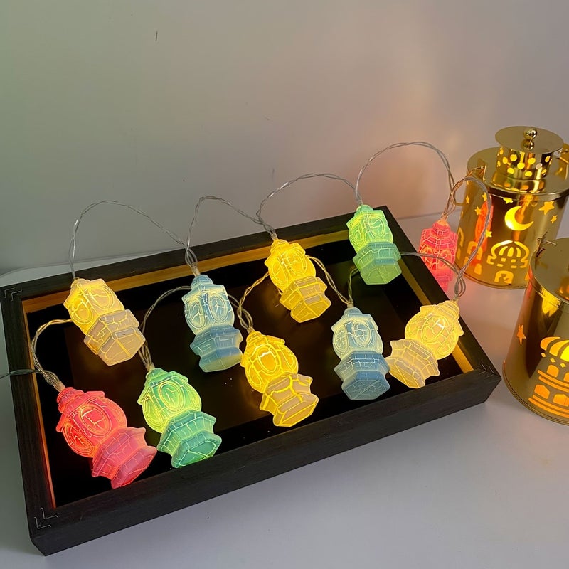 Ramadan Decorative Lanterns String Lights 59 06 Inch 10 Lights 2 AA Battery Box Moon Castle Star Shaped Decor - Image 5