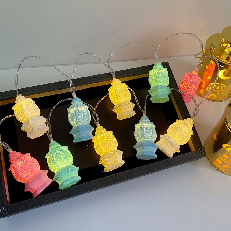 Ramadan Decorative Lanterns String Lights 59 06 Inch 10 Lights 2 AA Battery Box Moon Castle Star Shaped Decor - Image 2