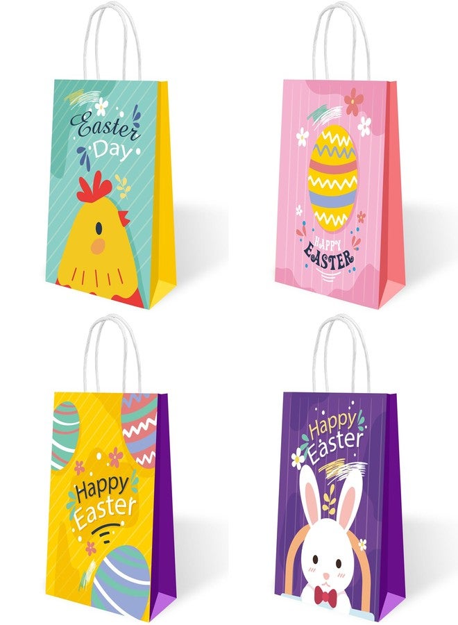 Howzcci 12 Pack Easter Gift Treat Bags - 6.3 x 3.3 x 8.2 inch Egg Bunny Chick Colorful Goodie Bag Decorations for Easter Basket Stuffers Party Favor Gifts - Image 3