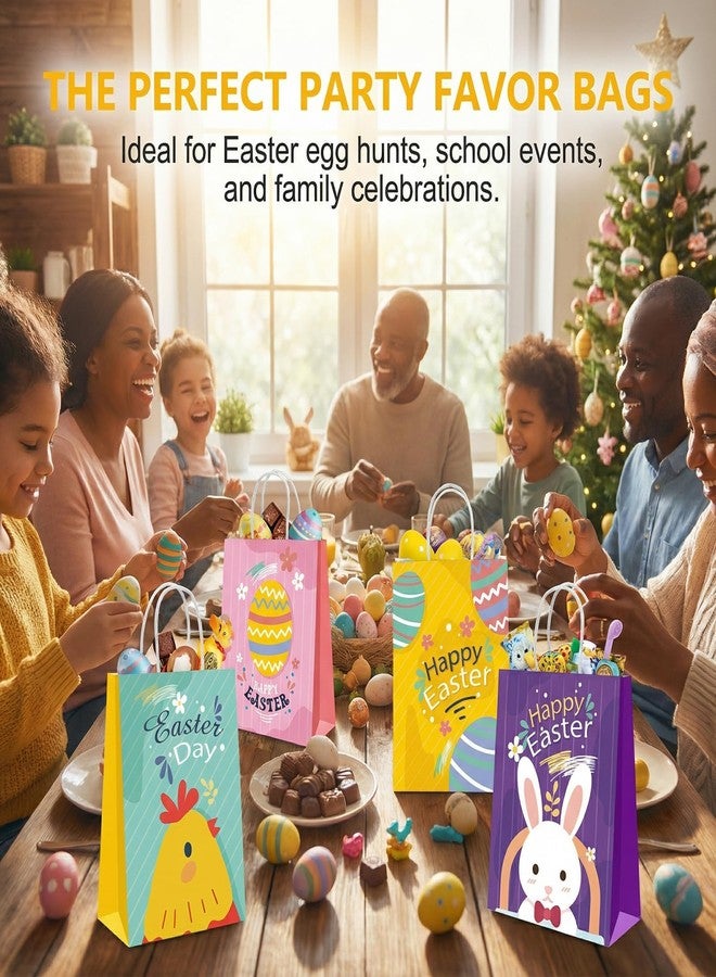 Howzcci 12 Pack Easter Gift Treat Bags - 6.3 x 3.3 x 8.2 inch Egg Bunny Chick Colorful Goodie Bag Decorations for Easter Basket Stuffers Party Favor Gifts - Image 5