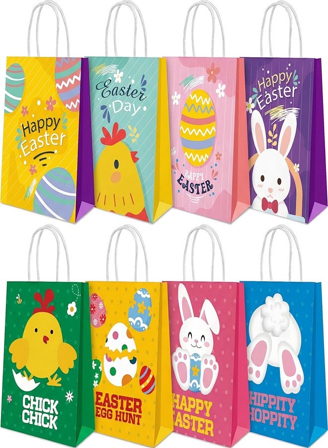 Howzcci 12 Pack Easter Gift Treat Bags - 6.3 x 3.3 x 8.2 inch Egg Bunny Chick Colorful Goodie Bag Decorations for Easter Basket Stuffers Party Favor Gifts - Image 1