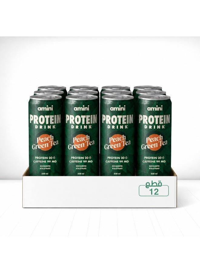 dovember Amini Protein Carbonated Drink Green Tea Peach 12* 330ml - Image 1