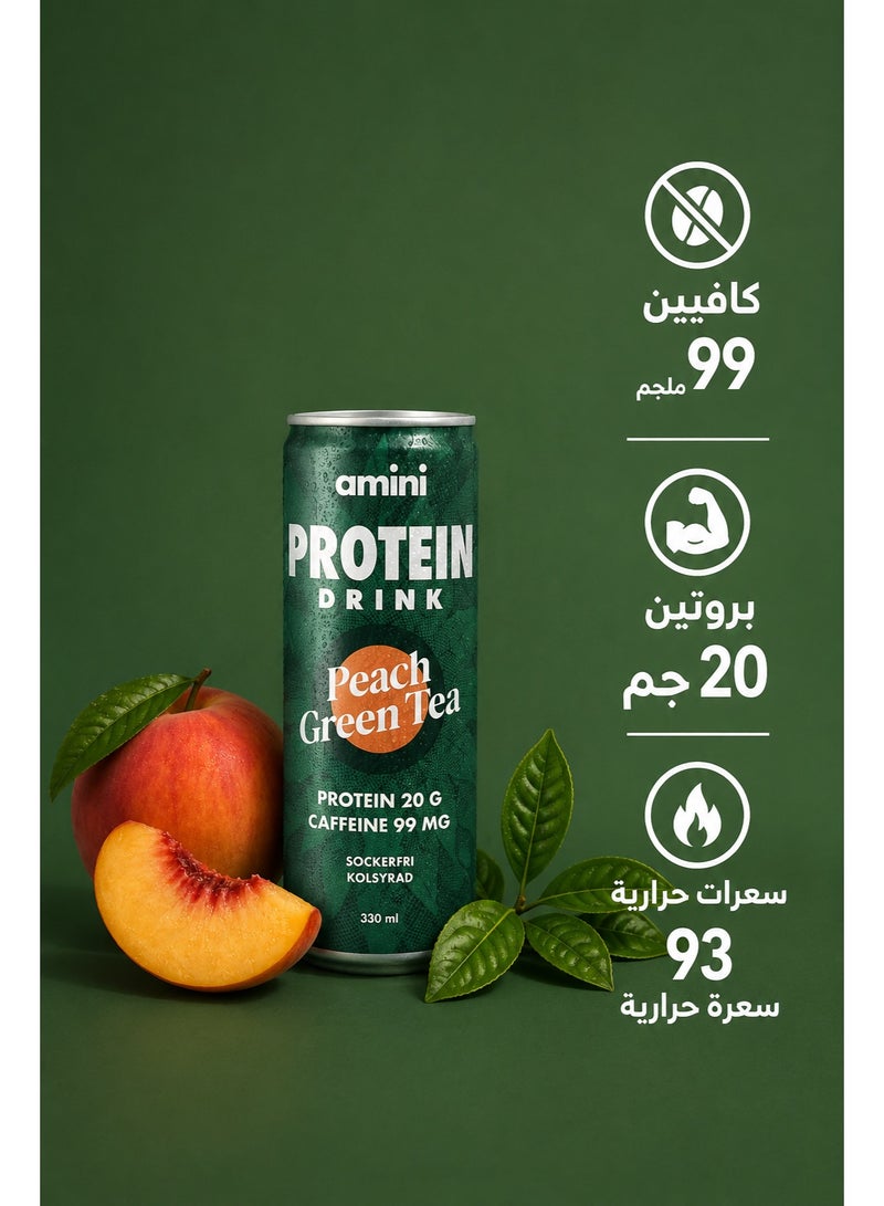 dovember Amini Protein Carbonated Drink Green Tea Peach 12* 330ml - Image 3