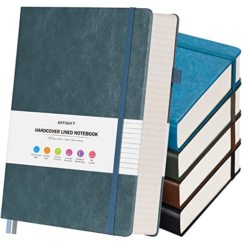 OFFIGIFT 5 Pack College Ruled Notebook, 312 Numbered Pages Thick Notebooks Bulk, 100gsm No Bleed Paper Hardcover Leather Journal, Lined Journal Notebook Set for Women Men School Office, A5, Multicolor - Image 1
