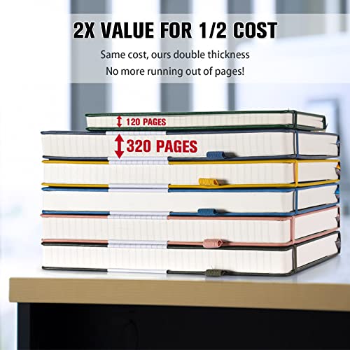 OFFIGIFT 5 Pack College Ruled Notebook, 312 Numbered Pages Thick Notebooks Bulk, 100gsm No Bleed Paper Hardcover Leather Journal, Lined Journal Notebook Set for Women Men School Office, A5, Multicolor - Image 2