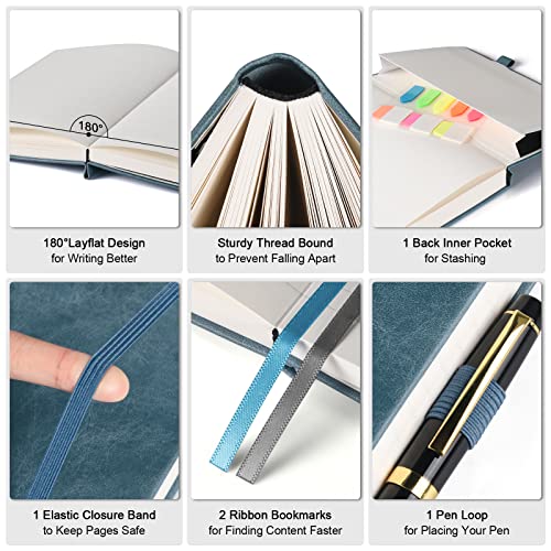 OFFIGIFT 5 Pack College Ruled Notebook, 312 Numbered Pages Thick Notebooks Bulk, 100gsm No Bleed Paper Hardcover Leather Journal, Lined Journal Notebook Set for Women Men School Office, A5, Multicolor - Image 3
