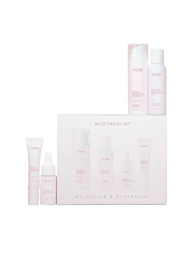 Fairy Skin Mild Facial Kit for Radiant Skin, Ultimate Care with 60ml Glow Booster Cleansing Gel, 60ml Water Essence Toner, 15ml Glow Booster Serum, and 10g Sun-Gel Cream for Pore Minimization. - Image 1