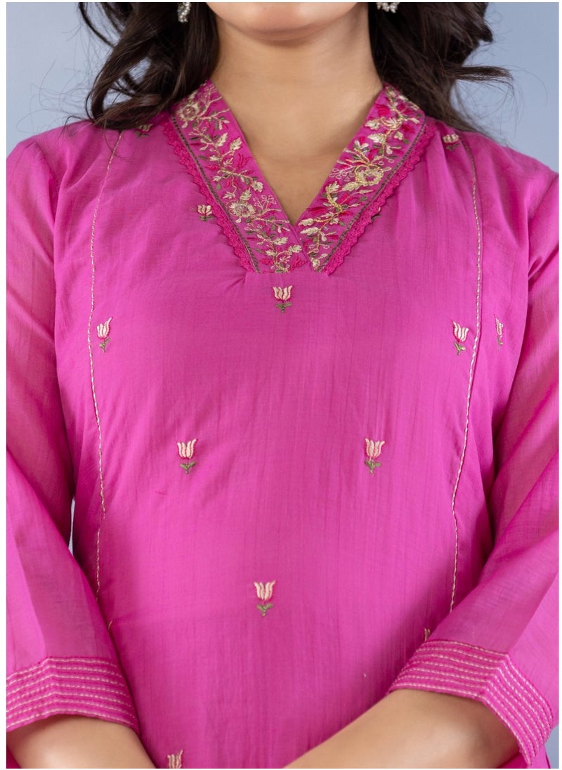 Cotton Mal Chanderi Fabric Kurta Pant Dupatta Set in Pink Colour | Indian Dress for Women | Traditional Dress Salwar Kameez Kurti Pant Dupatta Set | Ready to Wear Ethnic Kurta Set - pzsku/ZB57C851A509548423EE6Z/45/_/1733854055/4c465178-3202-42e8-82d9-7e71a51c1957