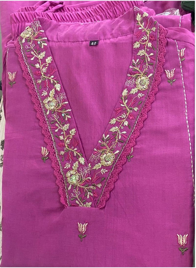 Cotton Mal Chanderi Fabric Kurta Pant Dupatta Set in Pink Colour | Indian Dress for Women | Traditional Dress Salwar Kameez Kurti Pant Dupatta Set | Ready to Wear Ethnic Kurta Set - pzsku/ZB57C851A509548423EE6Z/45/_/1733854086/5e983e1f-5f53-42a5-aefc-68c73739bd7e