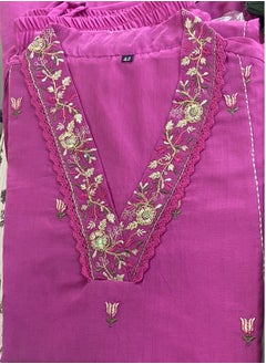 PRIYA’S PANACHE Pink Cotton Mal Chanderi Kurta Pant Dupatta Set | Traditional Indian Dress for Women | Ready-to-Wear Ethnic Salwar Kameez Kurti Set  - Image 4