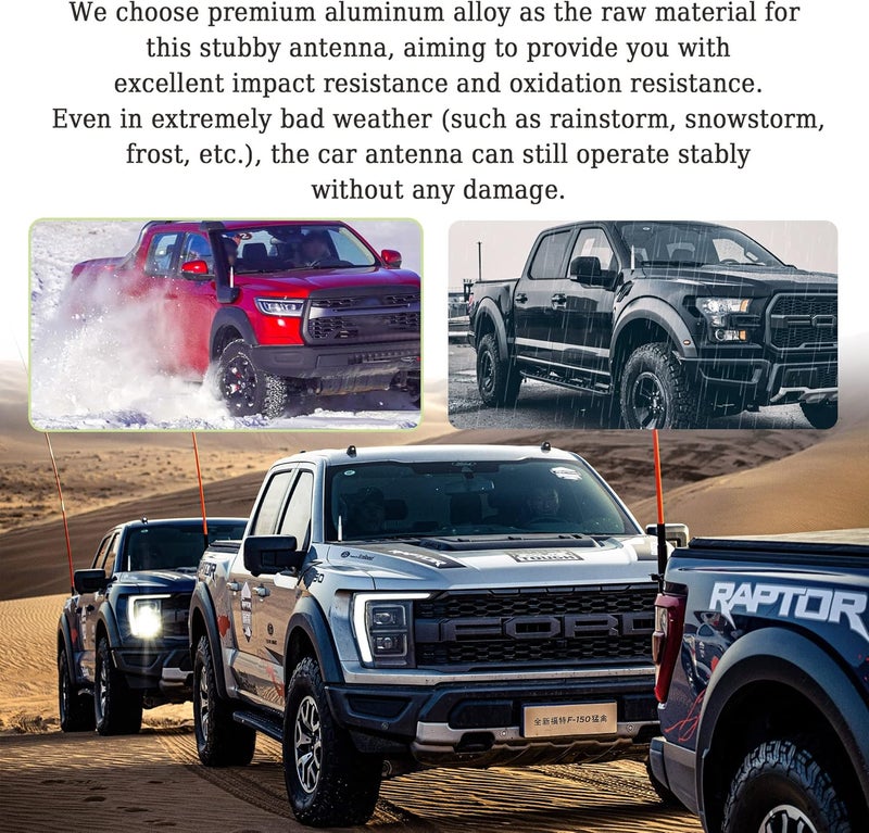 Turcee Car Bullet Antenna,Truck Exterior Decoration Accessories Car Vehicle Replacement Antenna Conpatible with Ford F150 RAM 1500 GMC Heavy Duty Pickup Trucks Accessories (New Upgrade Silver-U.S. Flag) - Image 4