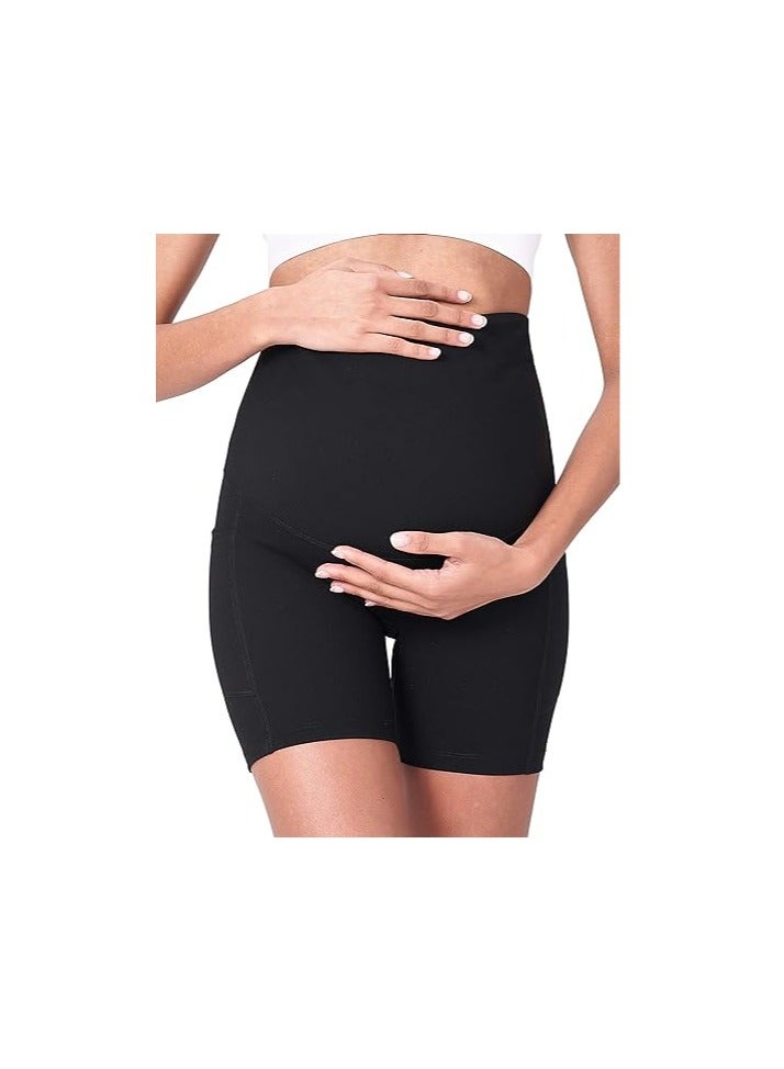 Women's maternity yoga shorts to cover belly summer workout running sports shorts with pockets  - Image 5