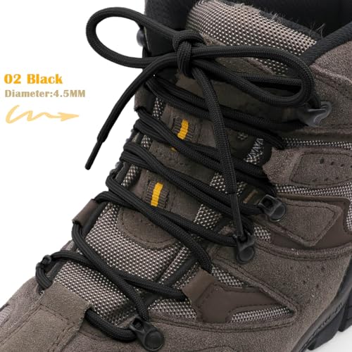 DELELE Hiking Shoe Laces for Boots, 2 Pair 63 inch Black Round Boot Laces Heavy Duty, Work Shoelaces Strings - Image 2