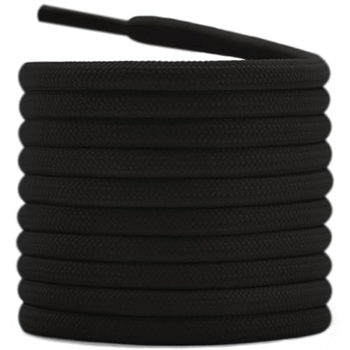 DELELE Hiking Shoe Laces for Boots, 2 Pair 63 inch Black Round Boot Laces Heavy Duty, Work Shoelaces Strings - Image 1