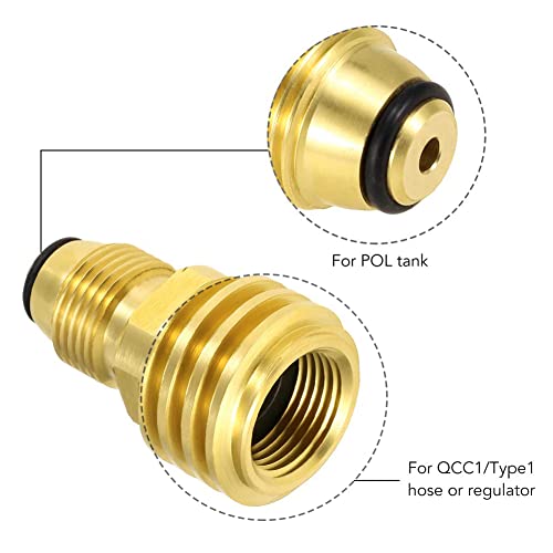 Joywayus Propane Tank Adapters Converts LP Tank POL Service Valve to QCC1 Brass Solid Universal Fit (Type 1) - Image 2