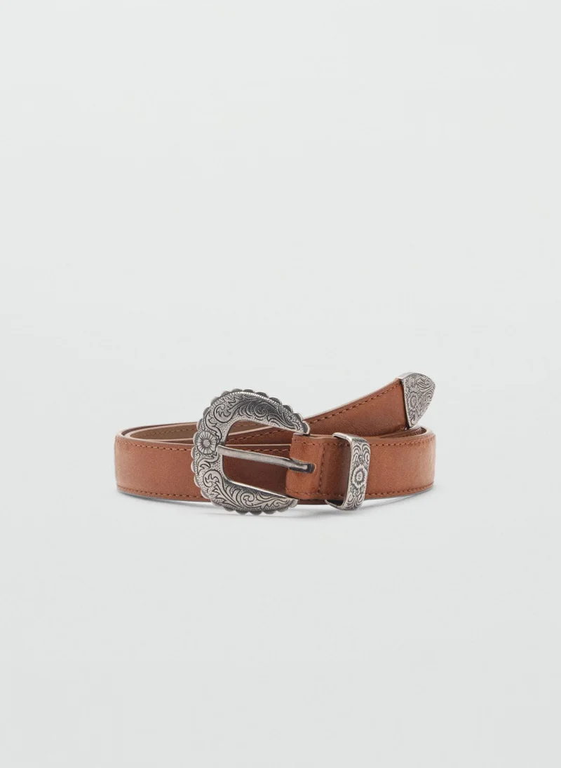 MANGO Embossed Buckle Belt