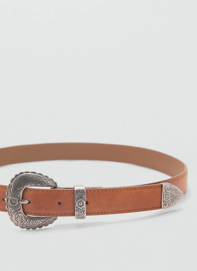 مانجو Embossed Buckle Belt