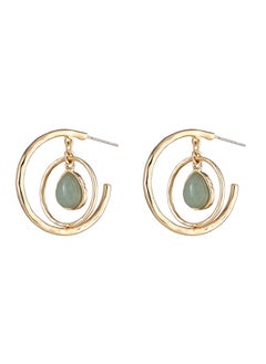 HaveDream High Quality And Exquisite Women's Alloy Double Hoop Teardrop Shape Semi-precious Stone Fashion Earrings - Green  - Image 1