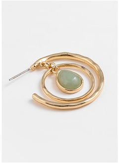 HaveDream High Quality And Exquisite Women's Alloy Double Hoop Teardrop Shape Semi-precious Stone Fashion Earrings - Green  - Image 5