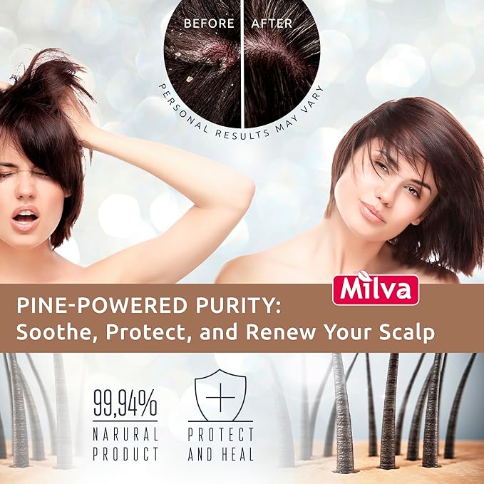 Milva Pine Tar Shampoo for Seborrheic Dermatitis 500ml Natural Dandruff Shampoo Anti Dandruff Shampoo Psoriasis Shampoo Solution for Dry Itchy and Flaky Scalp Treatment - Image 4