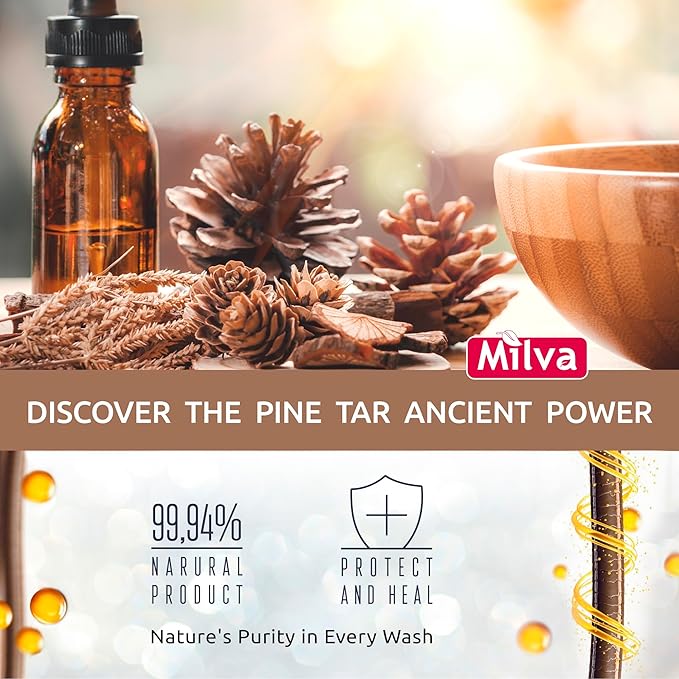 Milva Pine Tar Shampoo for Seborrheic Dermatitis 500ml Natural Dandruff Shampoo Anti Dandruff Shampoo Psoriasis Shampoo Solution for Dry Itchy and Flaky Scalp Treatment - Image 5