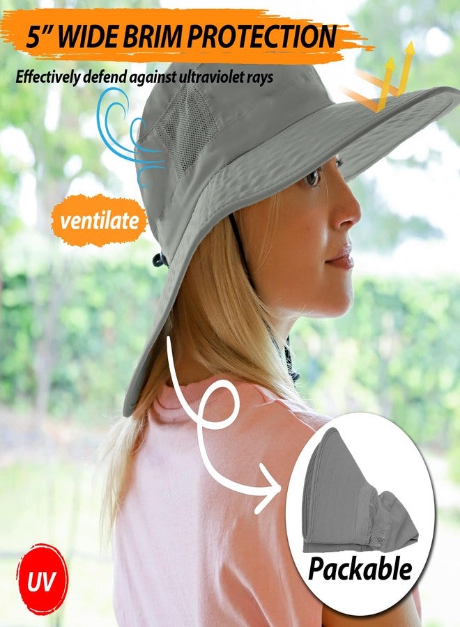 Solaris Wide Brim Sun Hat for Women, UPF 50+ UV Protection Outdoor Packable Sun Hat for Gardening, Gray - Image 3