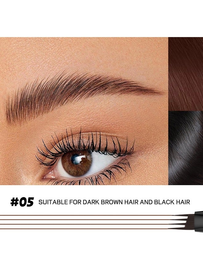 pudaier Lifelike Eyebrow Pencil- Long Lasting 4 Fork Liquid Smudge Proof Eyebrow Pencil，Waterproof Long lasting Natural Brows Looking 05# Dark Brown - Image 2