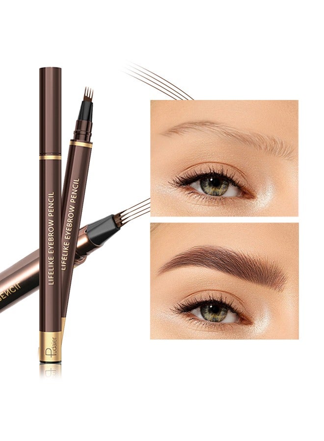 pudaier Lifelike Eyebrow Pencil- Long Lasting 4 Fork Liquid Smudge Proof Eyebrow Pencil，Waterproof Long lasting Natural Brows Looking 05# Dark Brown - Image 1