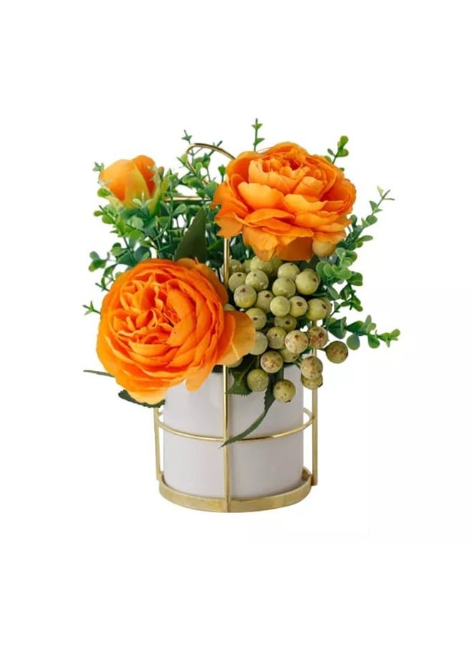 fashionhome Home Décor Nordic Simulation Flower Set Ceramic Golden Vase  - Image 3