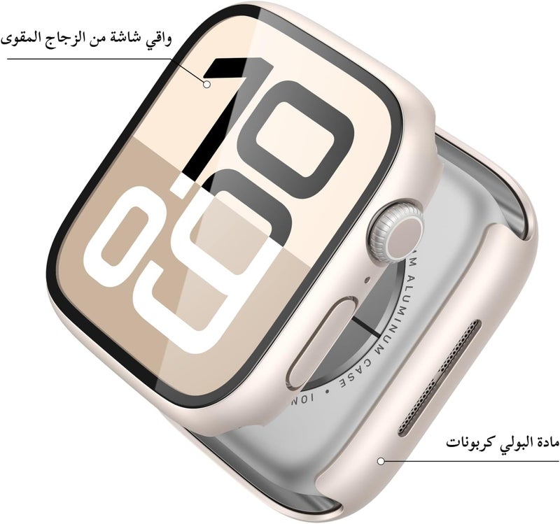 Misxi [2 Pack] Starlight Hard Case with Tempered Glass Screen Protector for Apple Watch, Ultra Thin Anti-Scratch Protective Cover for iWatch Compatible with 46mm Apple Watch Series 11 (2025) Series 10 - Image 3