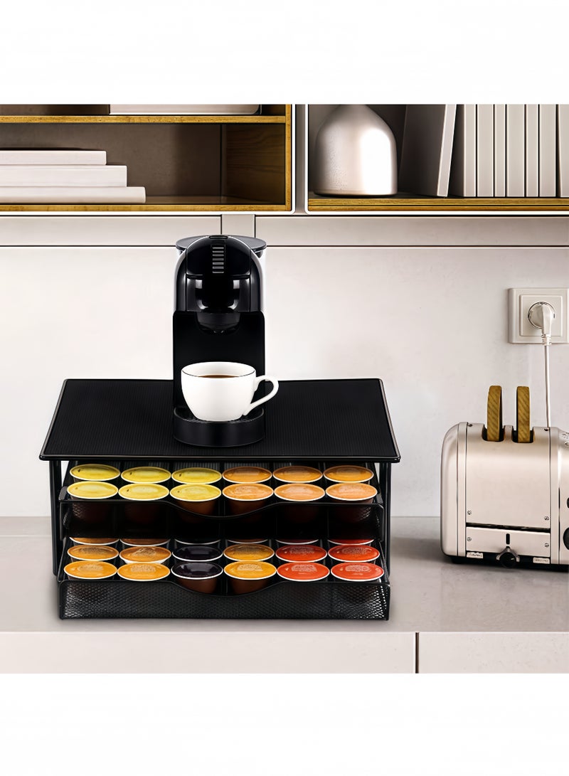 بيتشجوي درج أسود لحمل كبسولات القهوة متوافق مع K-Cup وDolce Gusto، سعة 72 كبسولة، منظّم تخزين مضغوط لأسطح المطابخ  - Image 1
