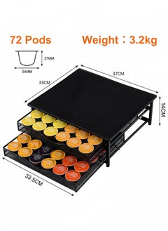 Peachjoy Coffee Pod Holder Drawer for K-Cup and Dolce Gusto - 72 Capsule Capacity, Compact Pod Storage Organizer for Kitchen Countertops Black  - Image 2